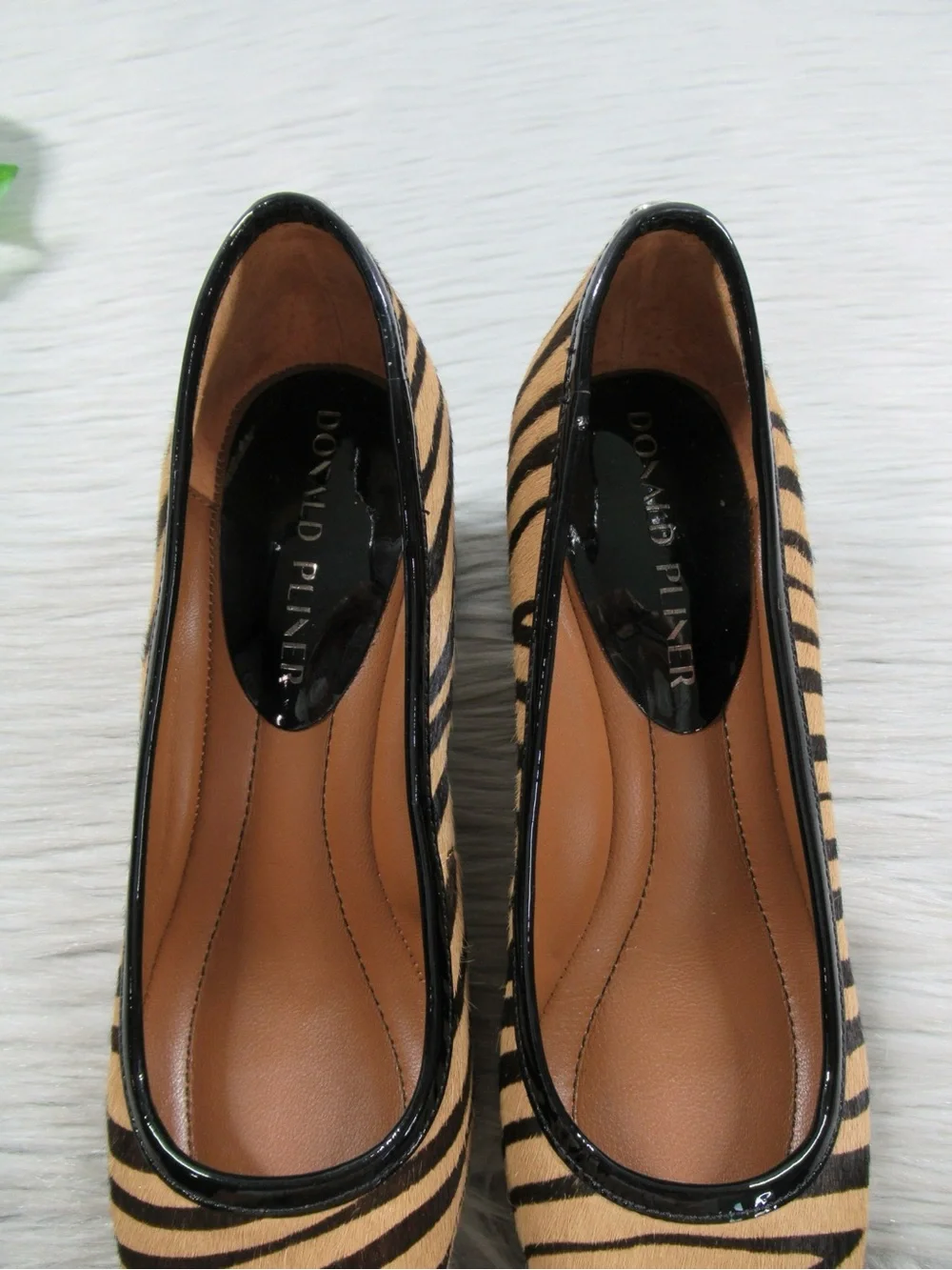 DONALD PLINER Aston Calfhair Zebra Print Block Heel Pumps - Women's Size 7M
